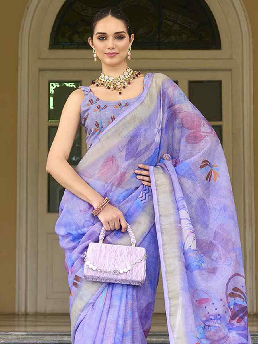 Lavender Silk Handwoven Festival Casual Classic Style Saree