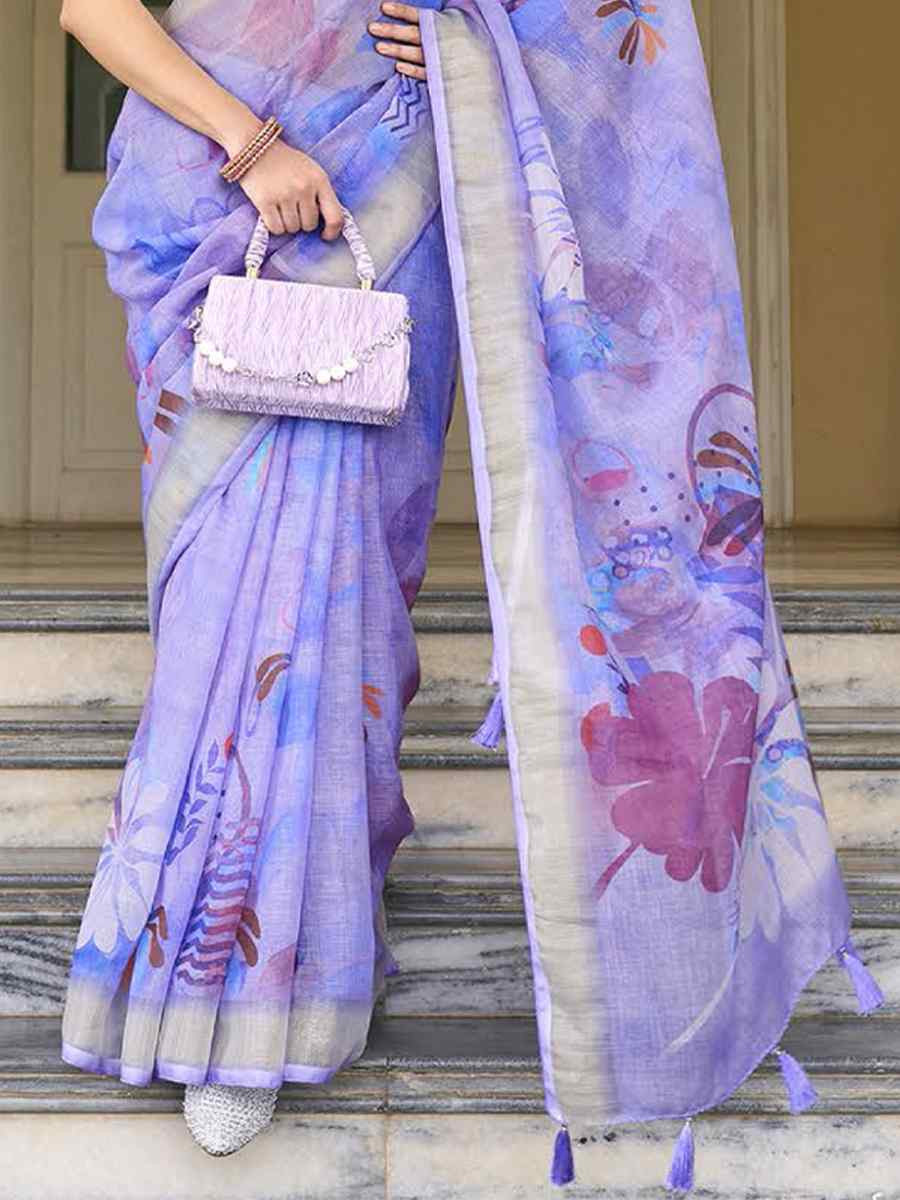 Lavender Silk Handwoven Festival Casual Classic Style Saree