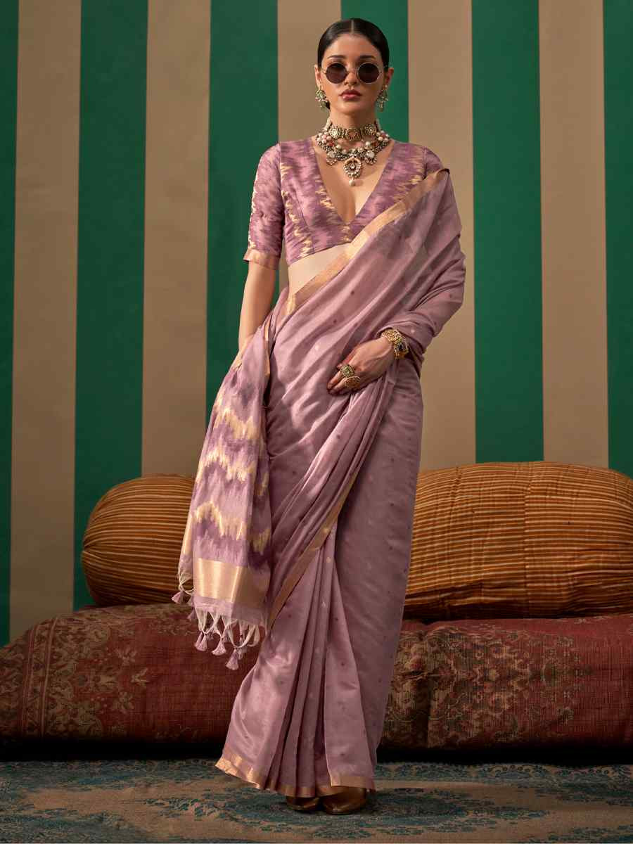 Lavender Silk Handwoven Festival Casual Classic Style Saree