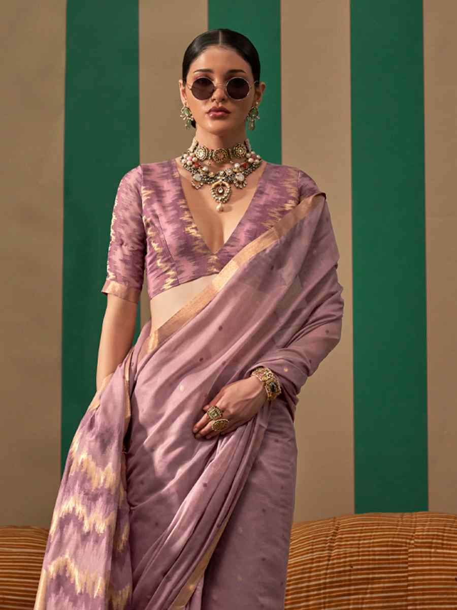 Lavender Silk Handwoven Festival Casual Classic Style Saree