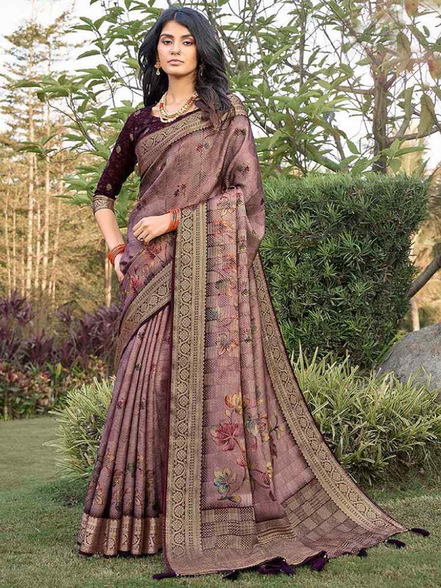 Lavender Silk Handwoven Festival Wedding Heavy Border Saree