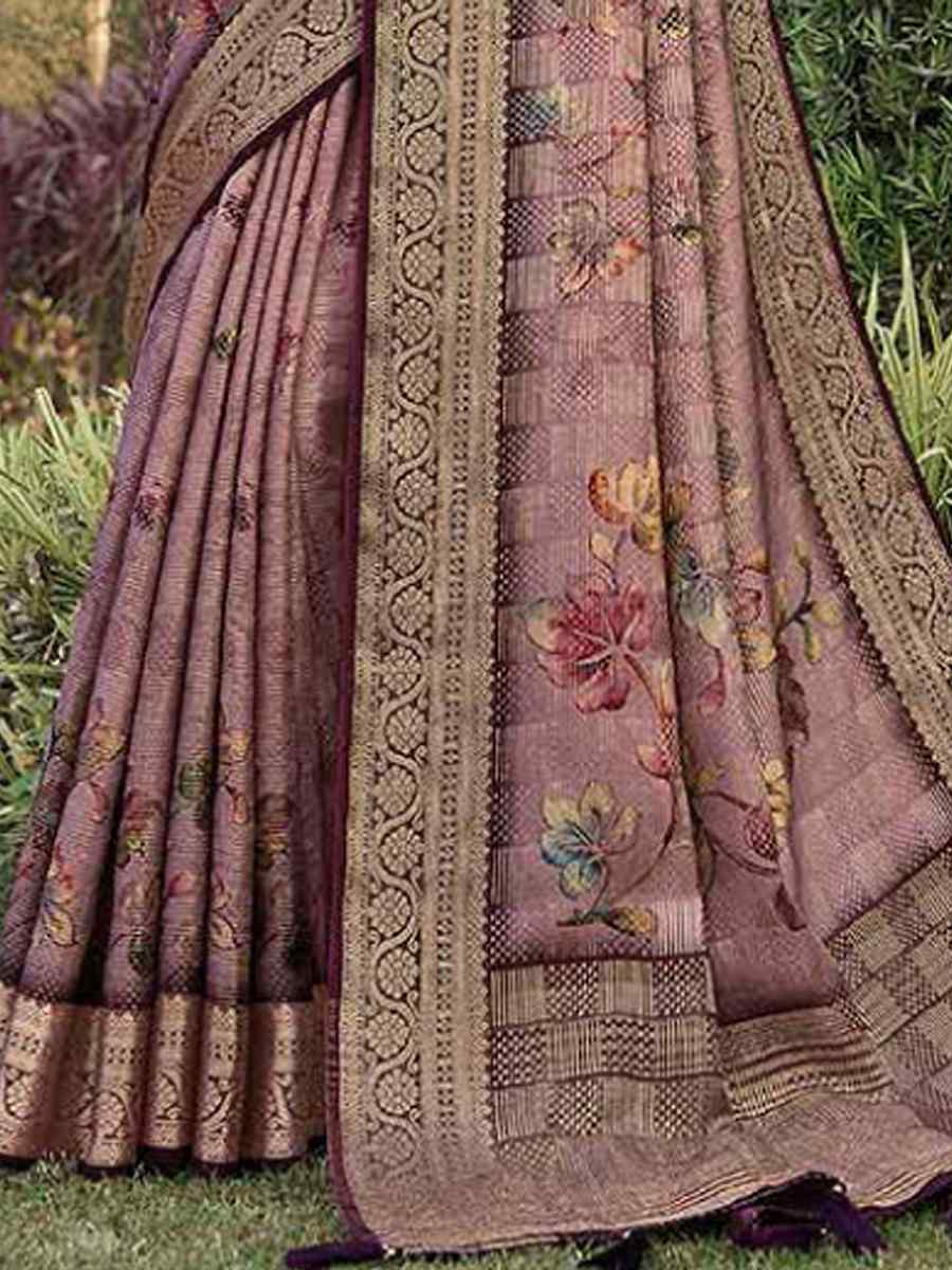 Lavender Silk Handwoven Festival Wedding Heavy Border Saree