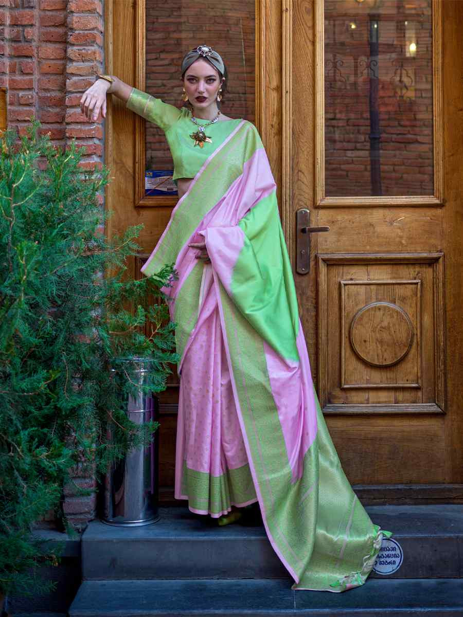 Lavender Silk Handwoven Festival Wedding Heavy Border Saree