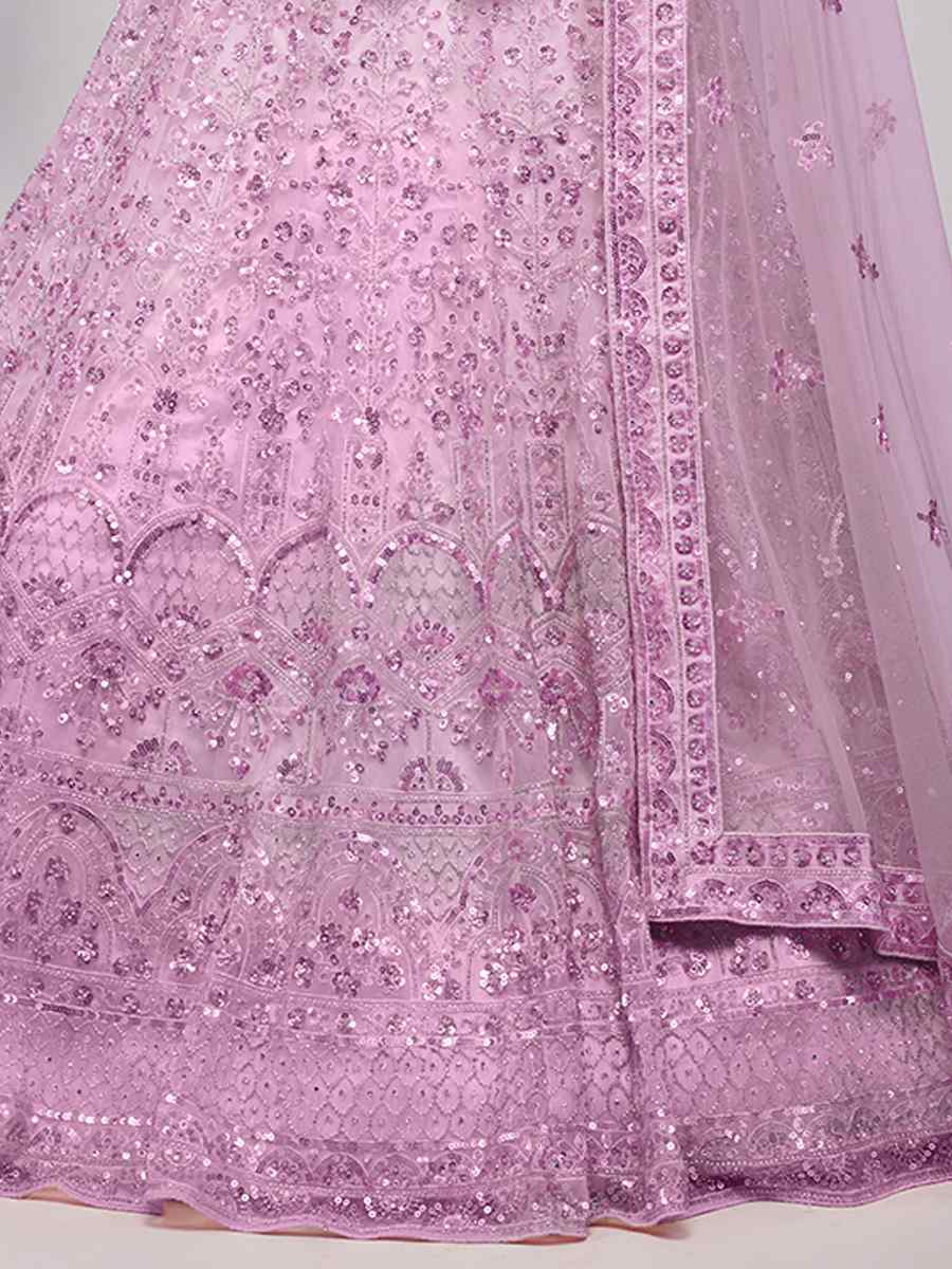 Lavender Soft Net Embroidery Bridesmaid Wedding Heavy Border Lehenga Choli