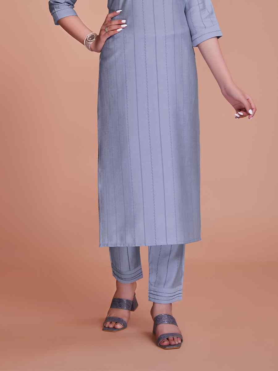 Lavender Viscose Handwoven Festival Casual Ready Pant Salwar Kameez