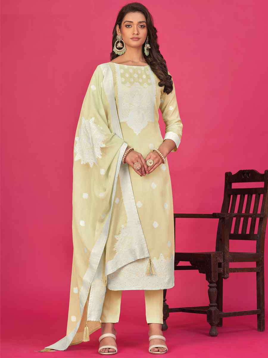 Lemon Pure Jacquard Embroidered Casual Festival Pant Salwar Kameez