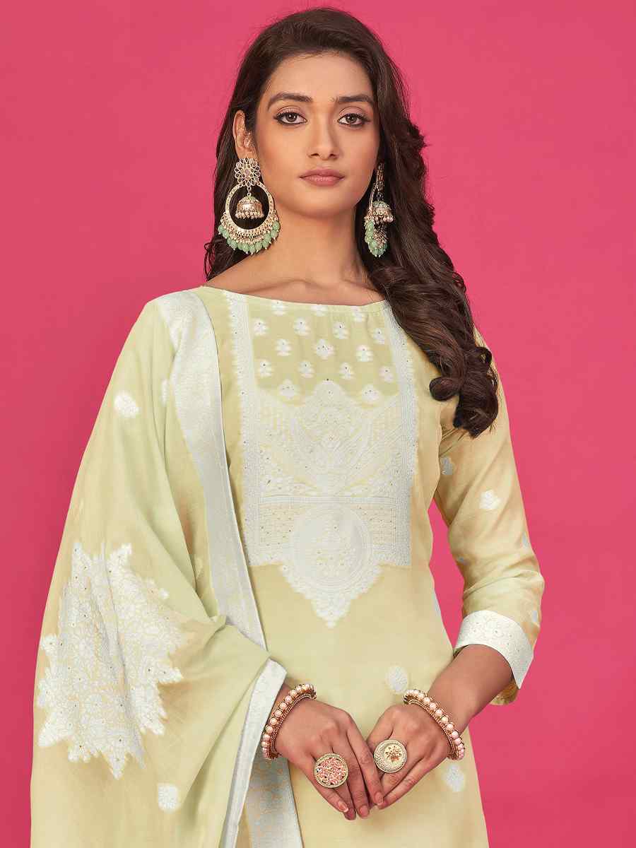 Lemon Pure Jacquard Embroidered Casual Festival Pant Salwar Kameez