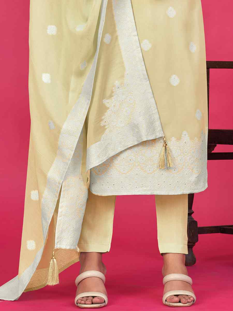 Lemon Pure Jacquard Embroidered Casual Festival Pant Salwar Kameez