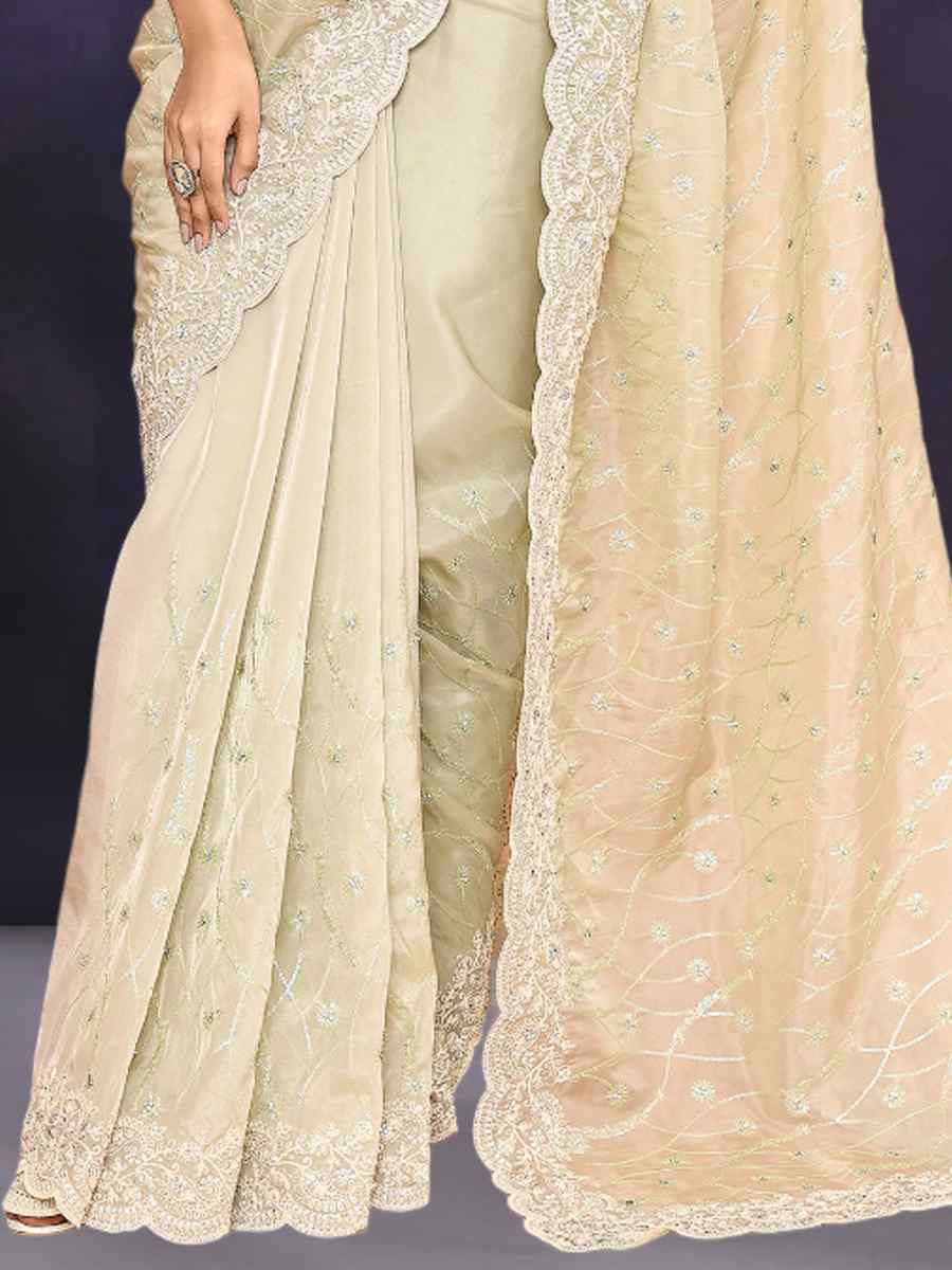 Lemon Silk Embroidery Festival Party Classic Style Saree