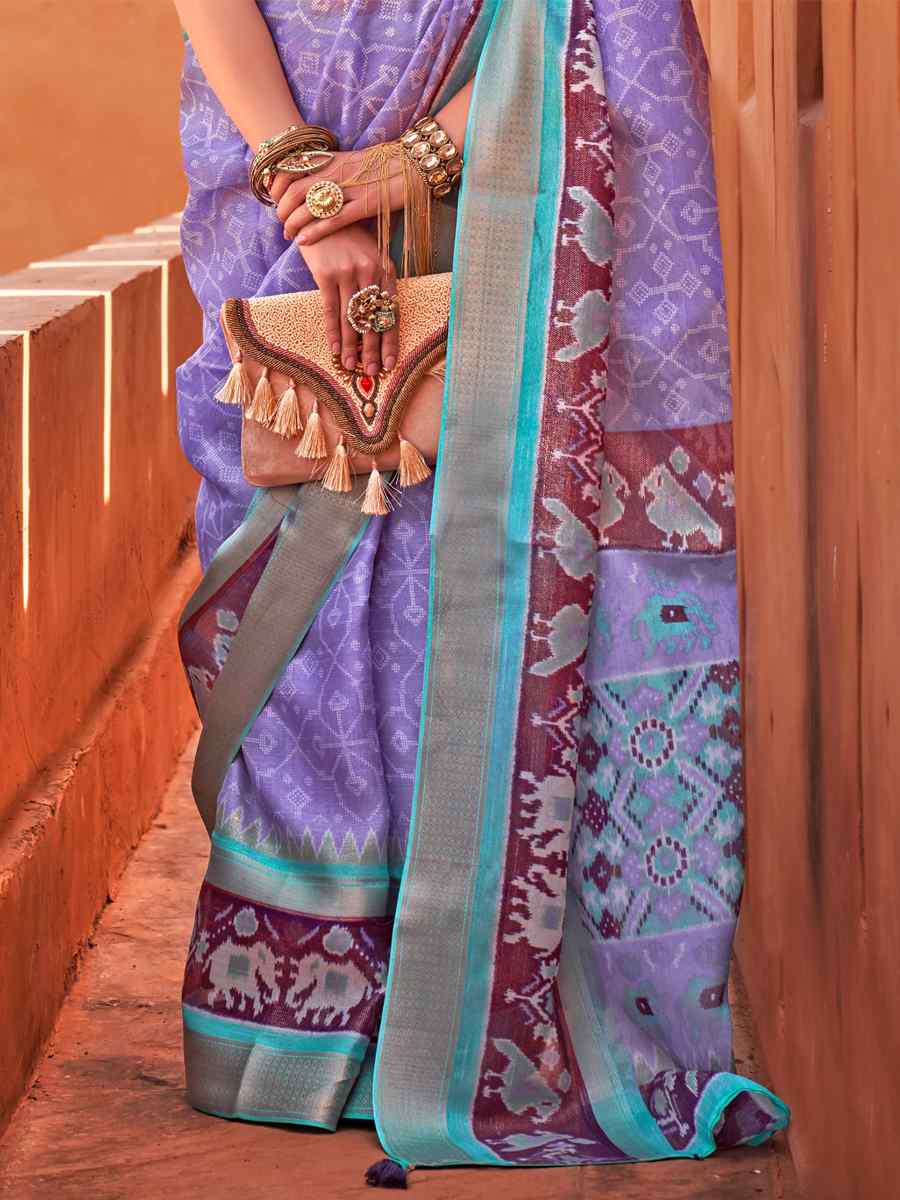 Levender Cotton Silk Handwoven Casual Festival Classic Style Saree