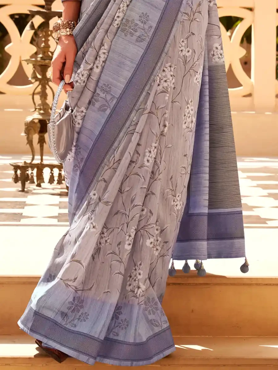 Light Blue Super Raw Silk Handwoven Festival Wedding Heavy Border Saree