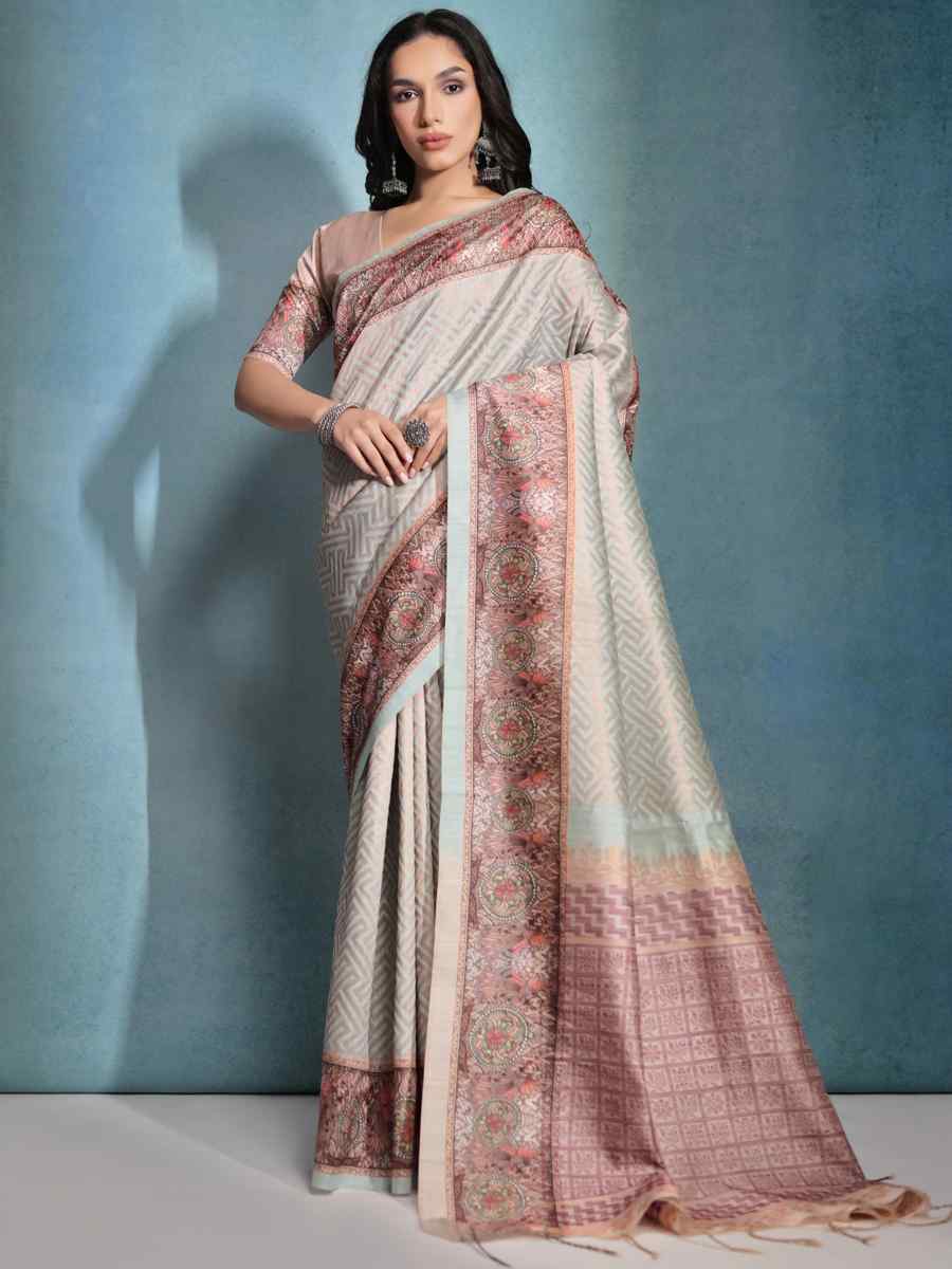 Light Green Cotton Silk Handwoven Festival Wedding Heavy Border Saree