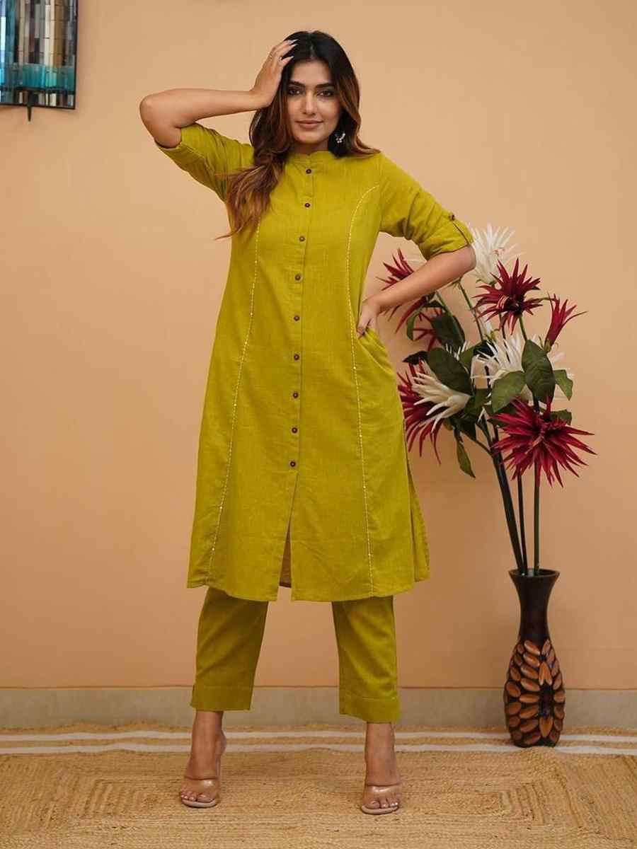 Light Green Heavy Cotton Handwoven Casual Festival Kurti