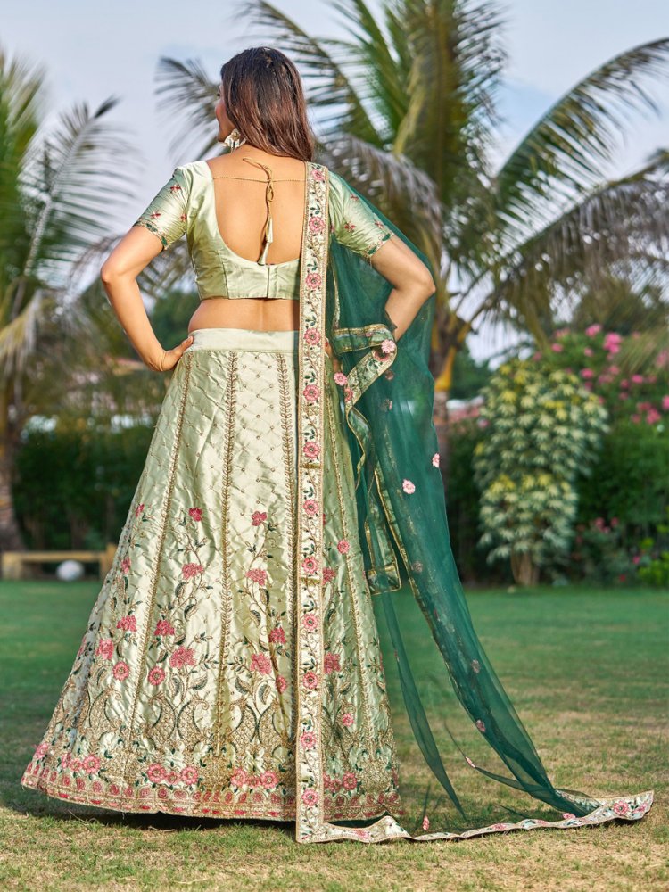 Light Green Sequence And Dori Heavy Designer Work Lehenga Choli - Indian  Heavy Anarkali Lehenga Gowns Sharara Sarees Pakistani Dresses in  USA/UK/Canada/UAE - IndiaBoulevard