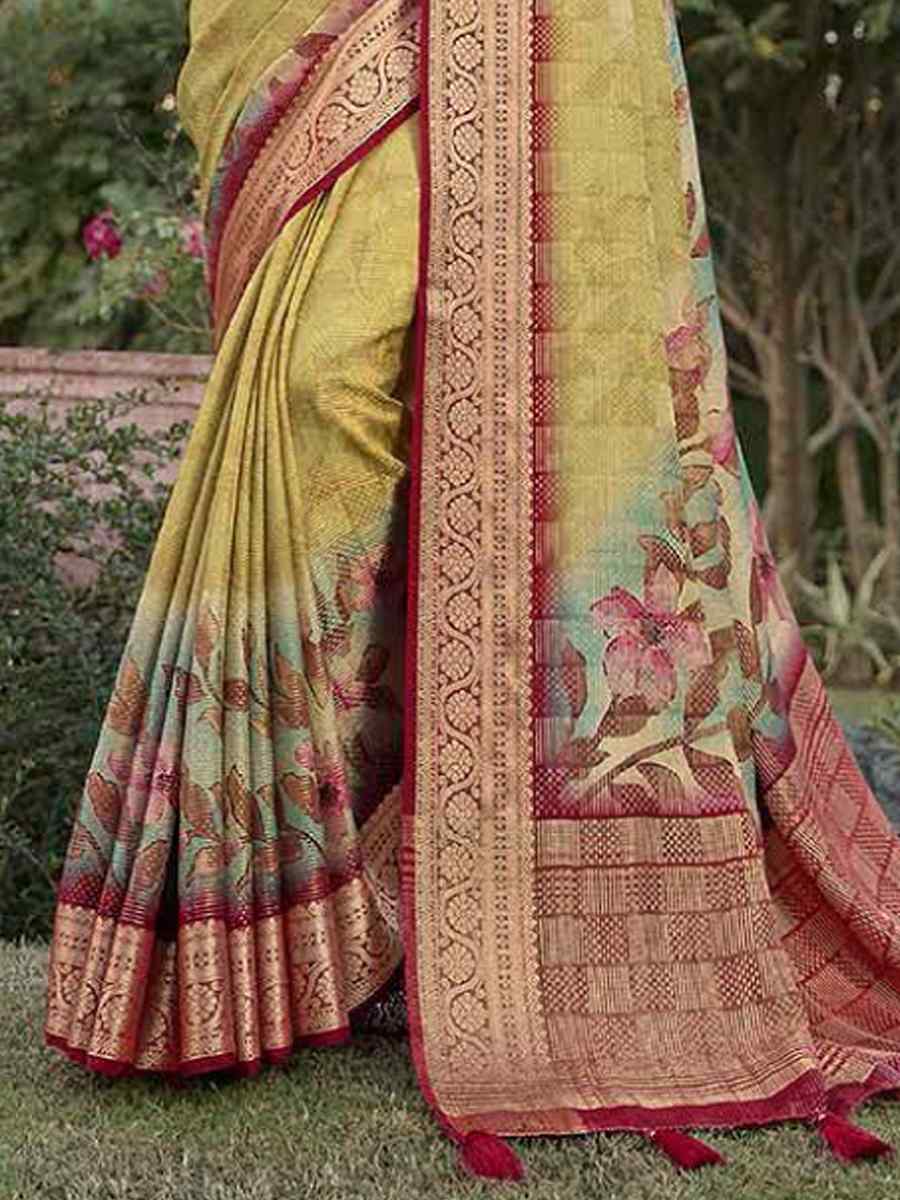 Light Olive Silk Handwoven Festival Wedding Heavy Border Saree