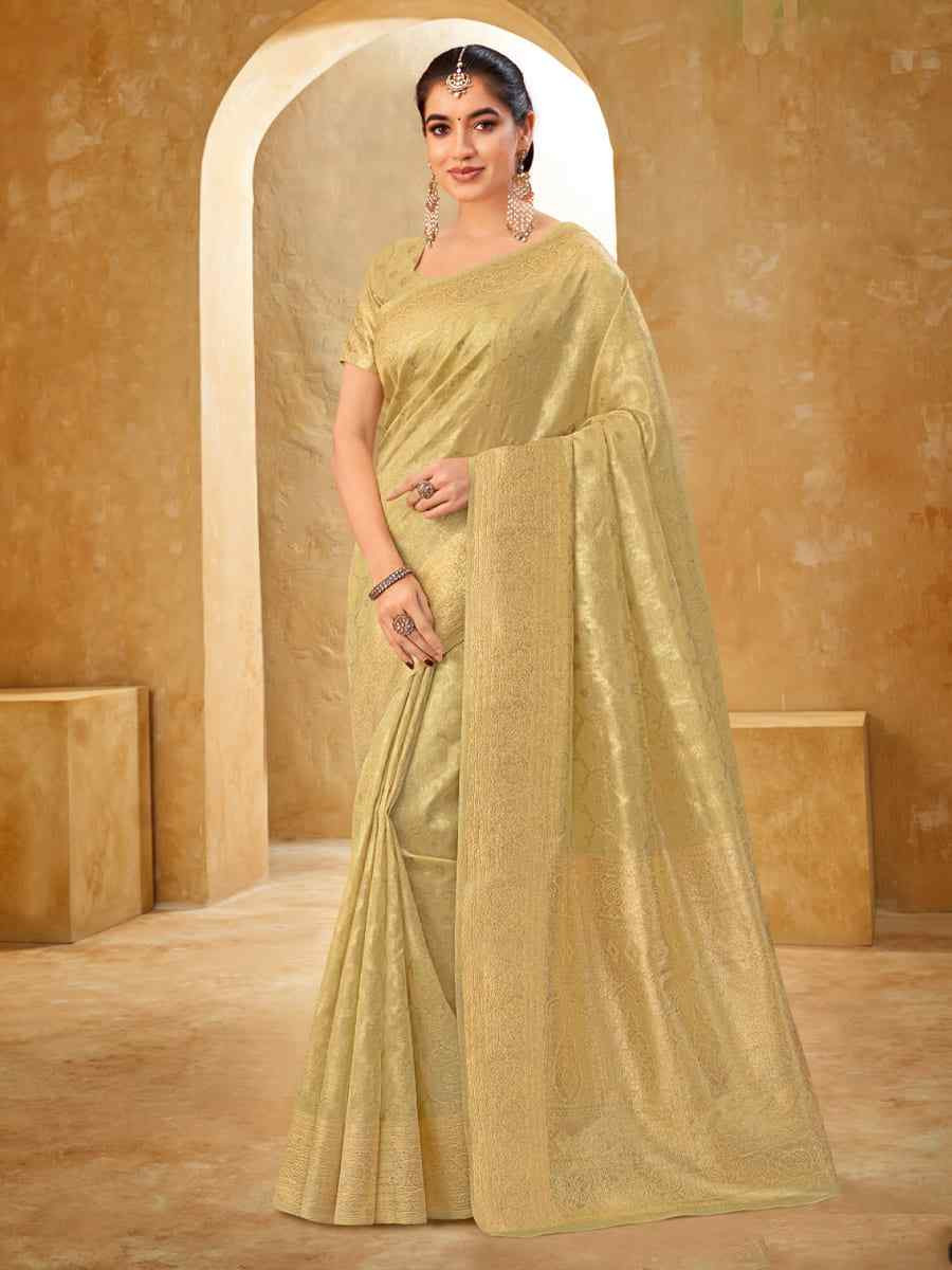 Light Olive Silk Handwoven Festival Wedding Heavy Border Saree