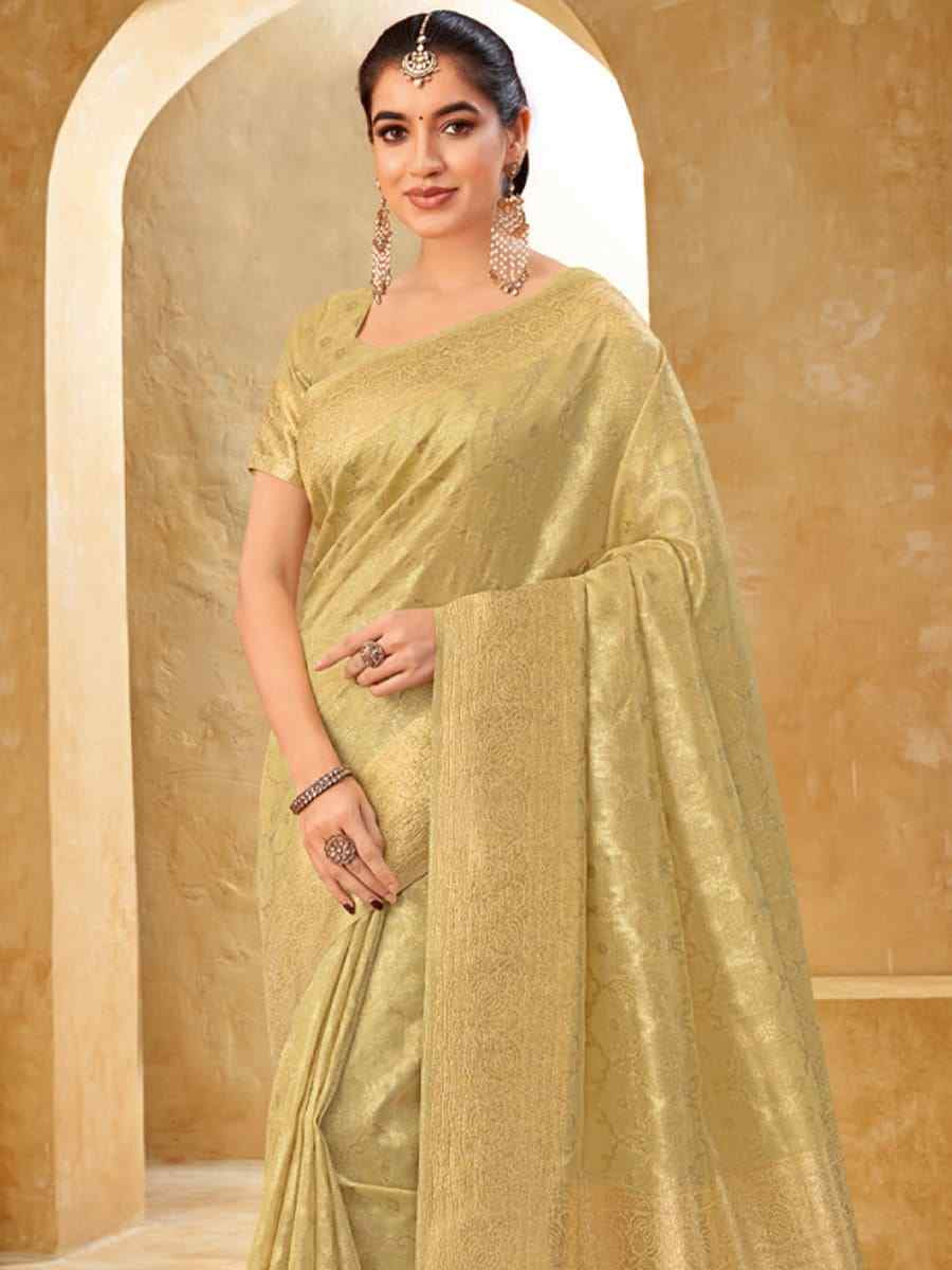 Light Olive Silk Handwoven Festival Wedding Heavy Border Saree