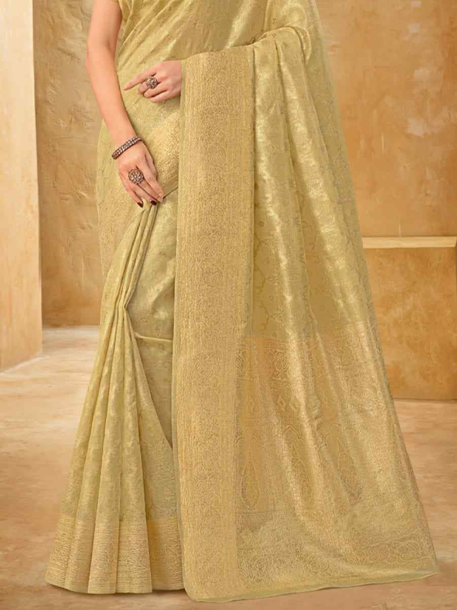 Light Olive Silk Handwoven Festival Wedding Heavy Border Saree