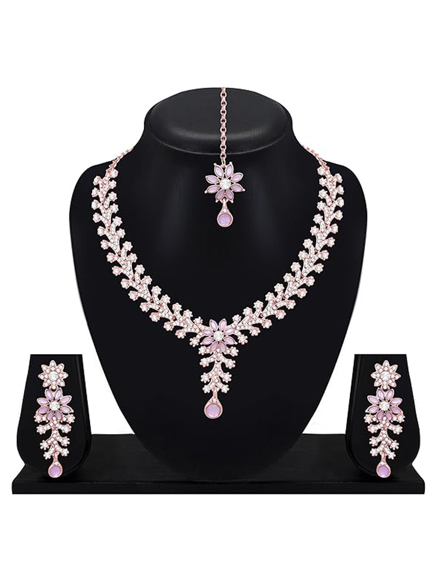 Light Pink Alloy Festival Wear Kundan Necklace