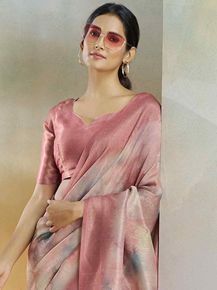 Light Pink Handloom Silk Handwoven Festival Wedding Heavy Border Saree