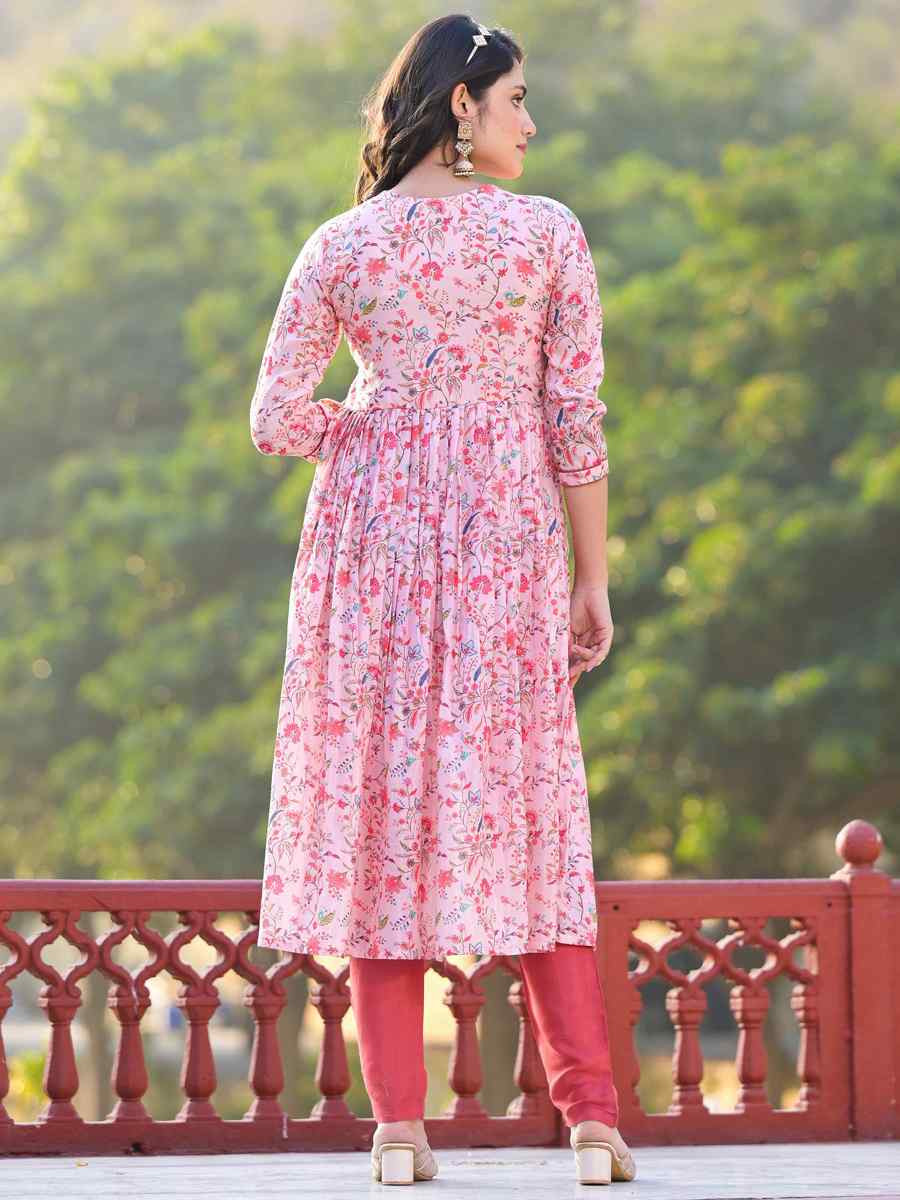 Light Pink Rubi Silk Printed Festival Casual Ready Anarkali Salwar Kameez