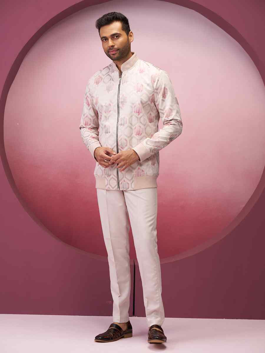 Light Pink Silk Embroidered Party Wedding Kurta