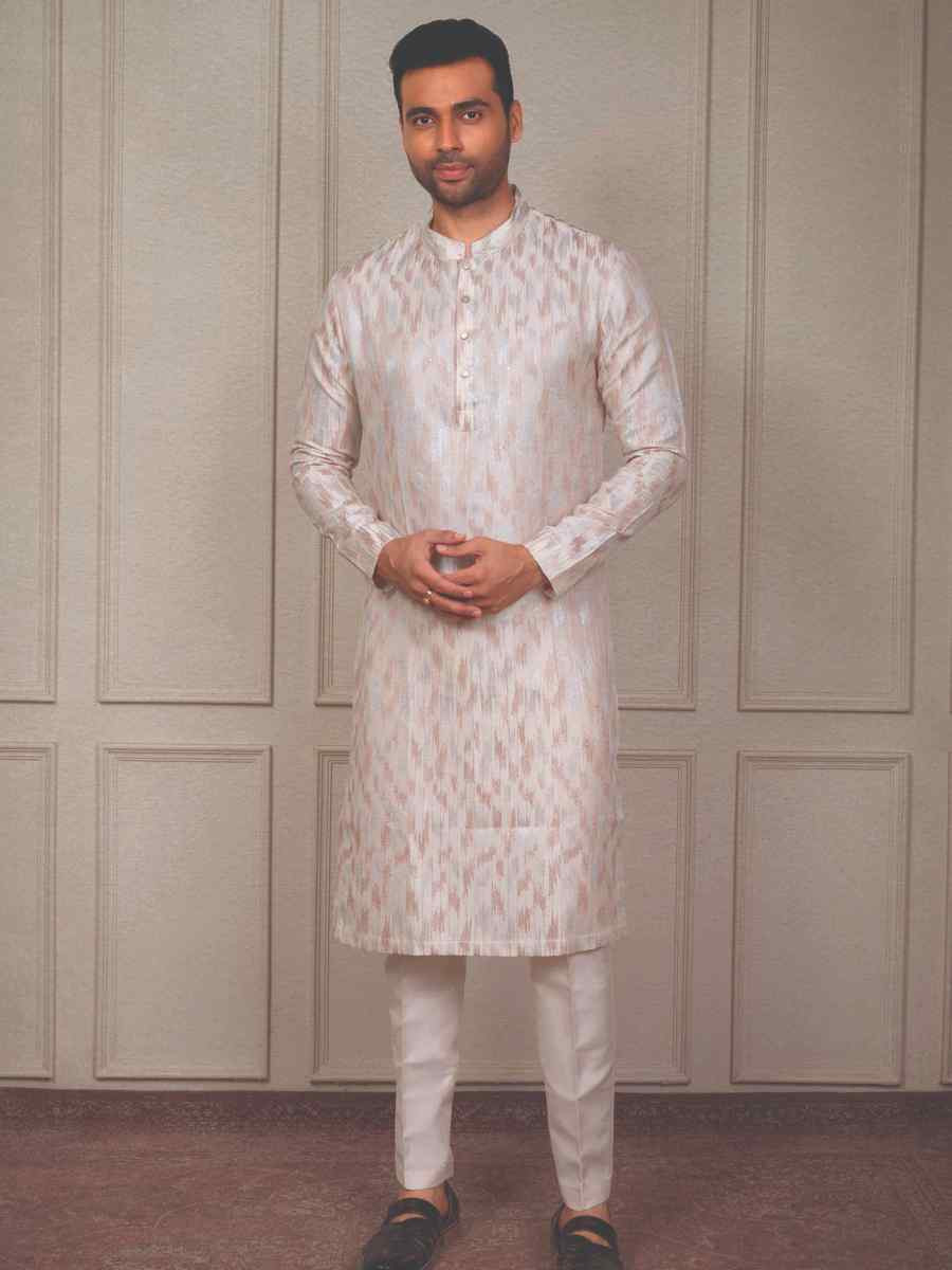 Light Pitch Silk Woven Party Wedding Kurta