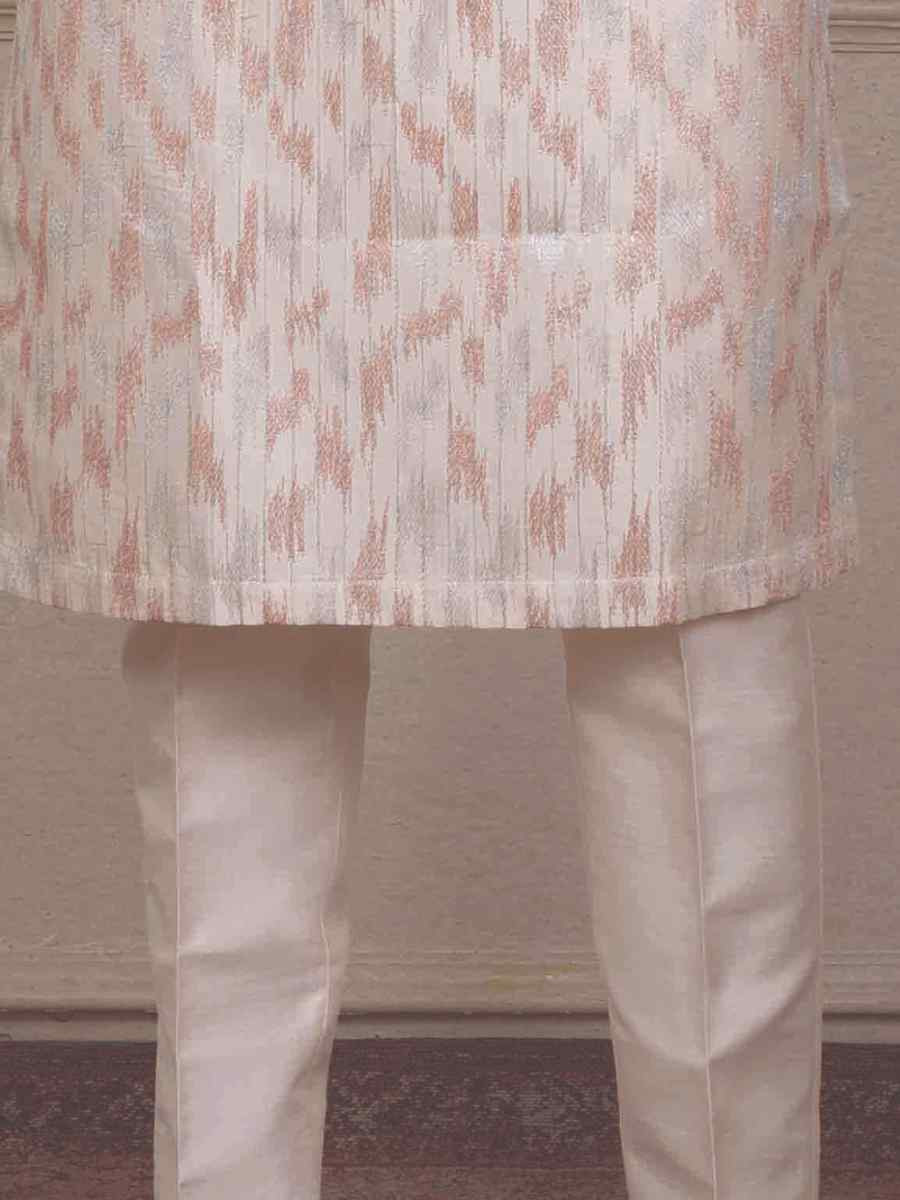 Light Pitch Silk Woven Party Wedding Kurta