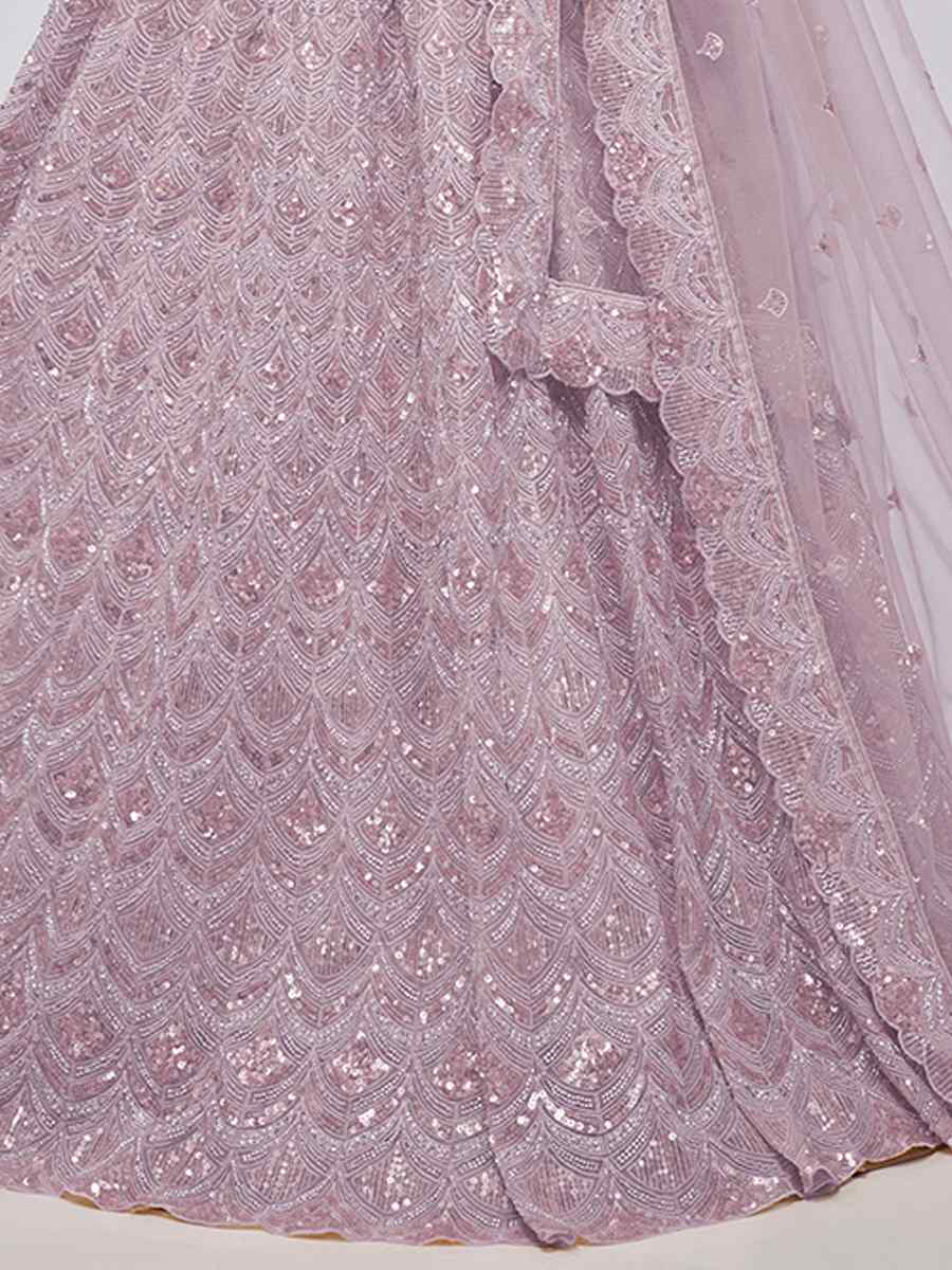 Lilac Soft Net Embroidery Bridesmaid Wedding Heavy Border Lehenga Choli