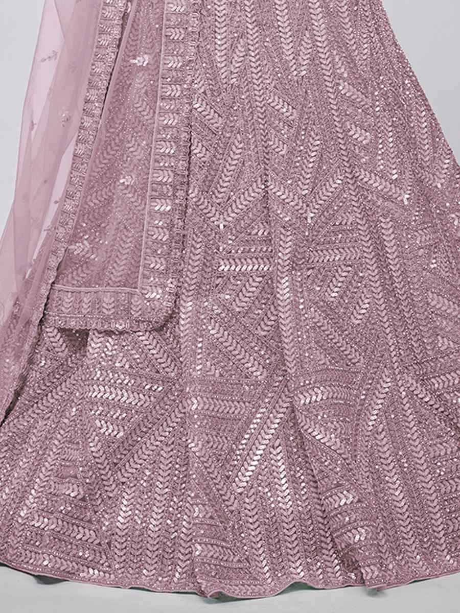 Lilac Soft Net Embroidery Bridesmaid Wedding Heavy Border Lehenga Choli