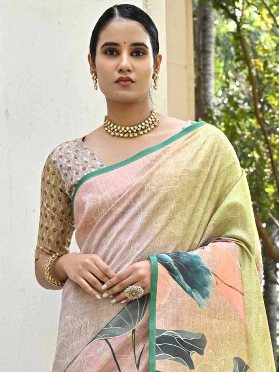 Mahendi Cotton Silk Printed Festival Casual Contemporary Saree