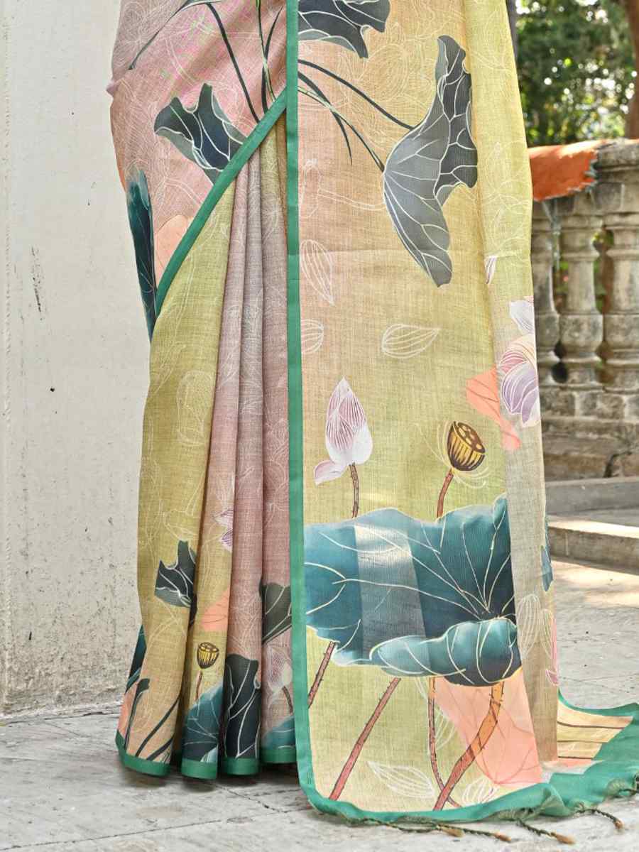 Mahendi Cotton Silk Printed Festival Casual Contemporary Saree