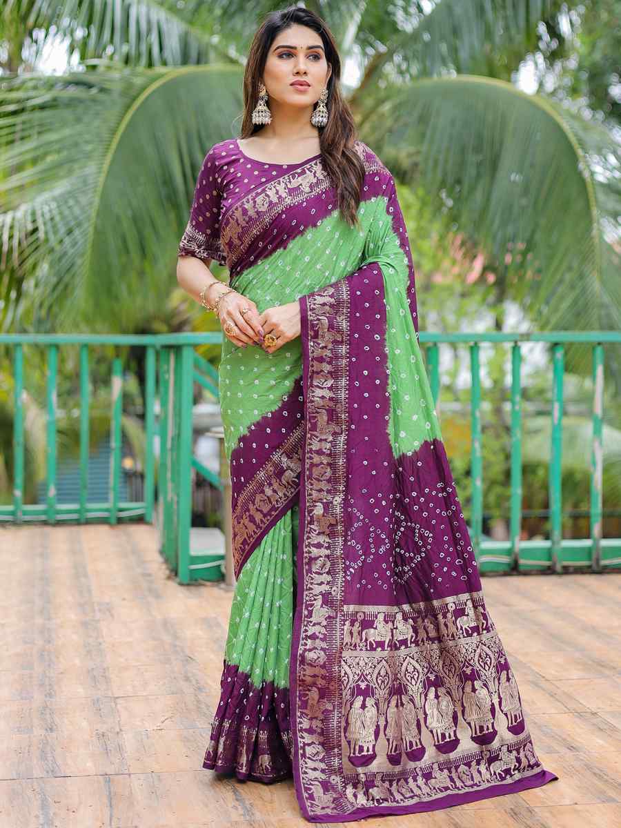 Mahendi Dola Silk Handwoven Festival Wedding Heavy Border Saree