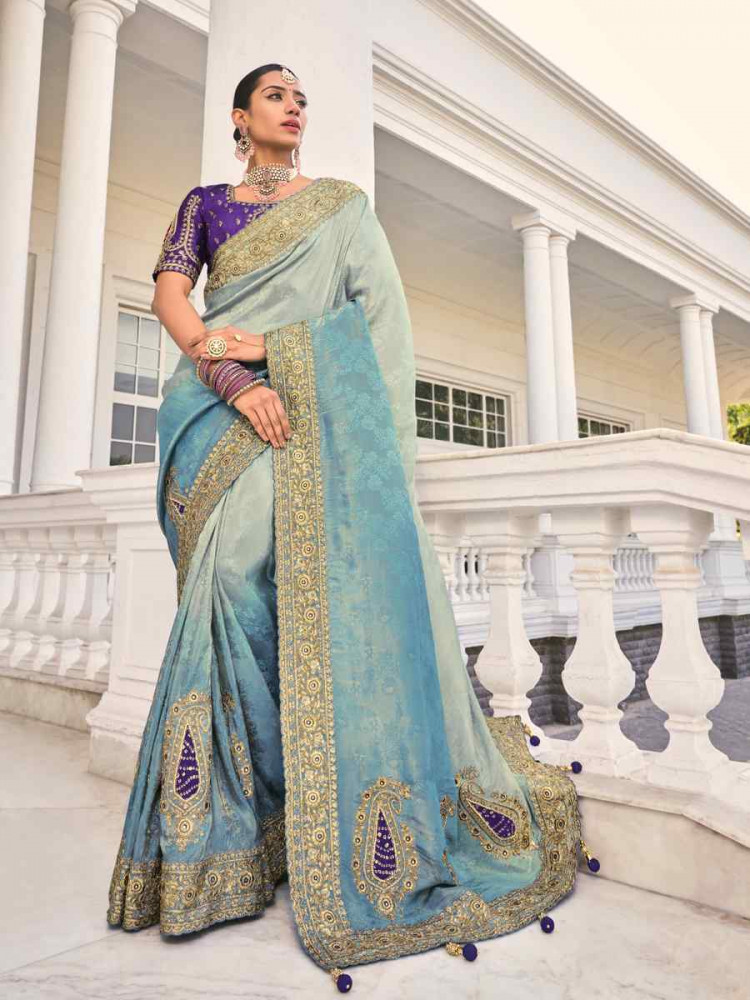 Malti Crape Jacquard Embroidered Festival Party Classic Style Saree