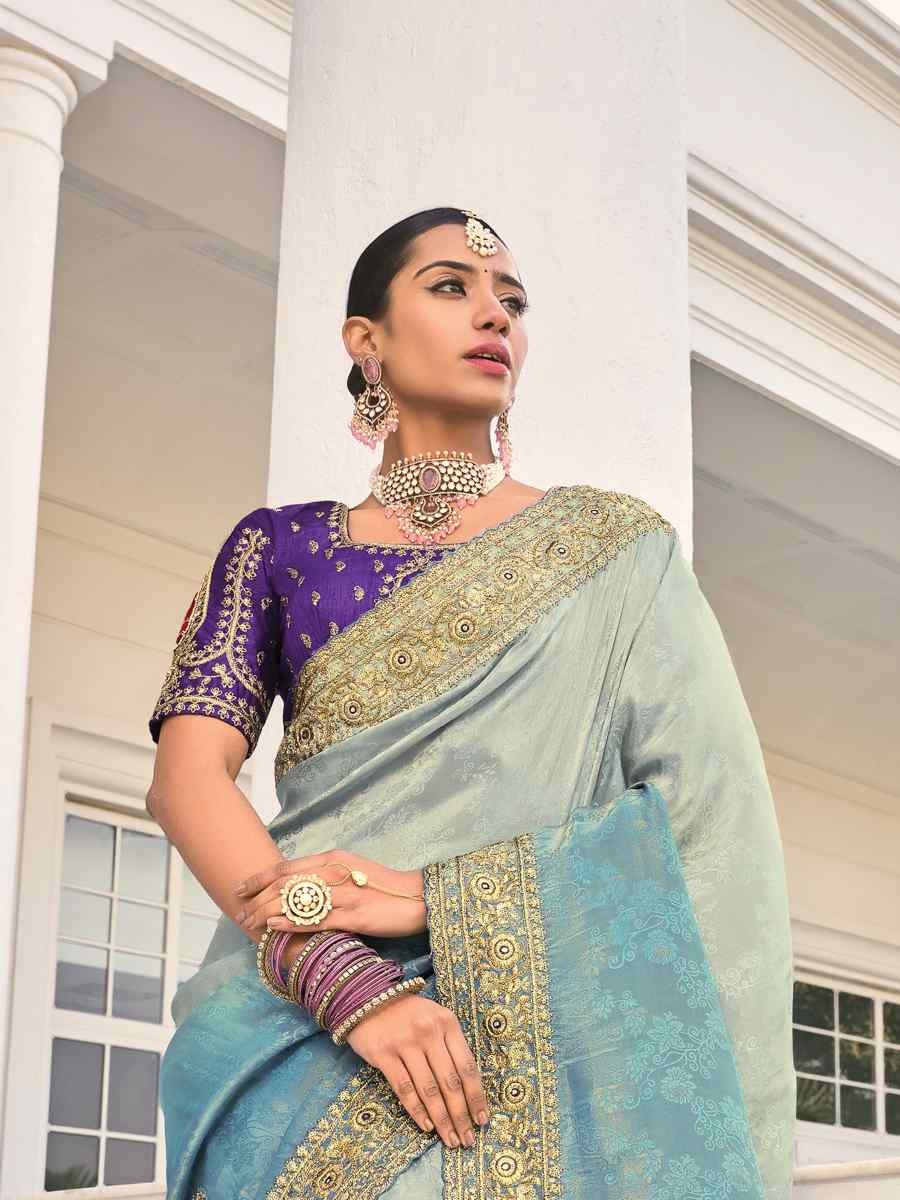 Malti Crape Jacquard Embroidered Festival Party Classic Style Saree