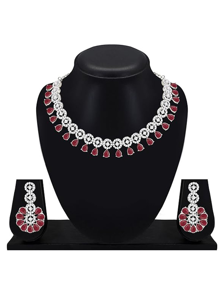 Maroon Alloy Festival Wear Kundan Necklace