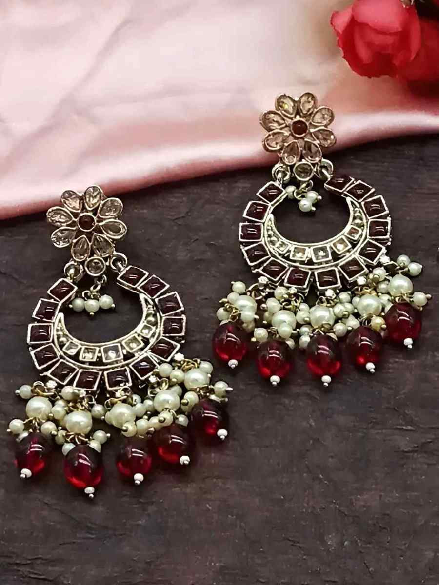 Maroon Alloy Festival Wear Kundan Necklace