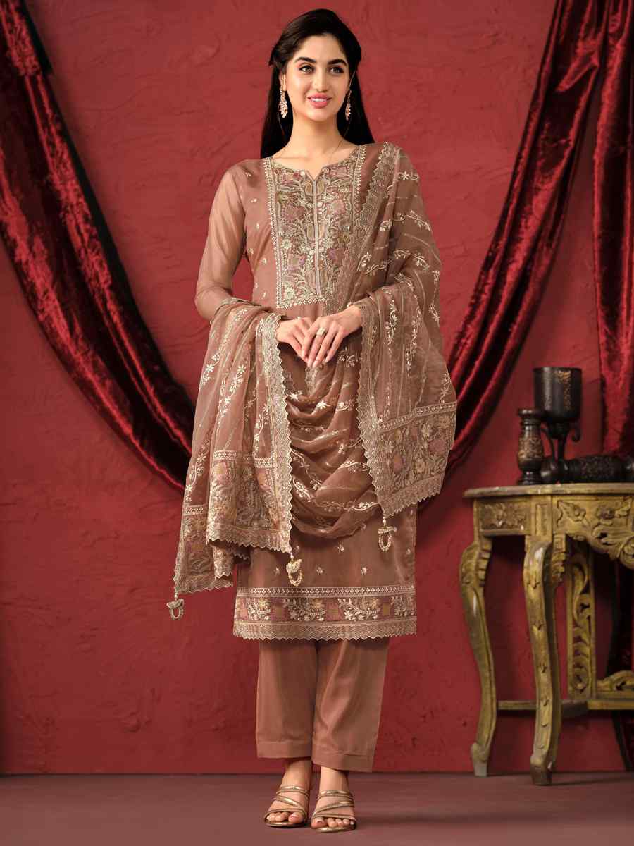 Maroon Crystal Organza Embroidered Festival Wedding Pant Salwar Kameez