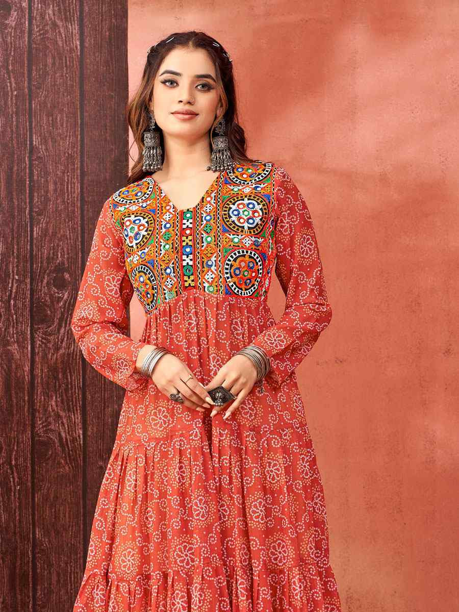 Maroon Faux Blooming Georgette Printed Festival Casual Gown