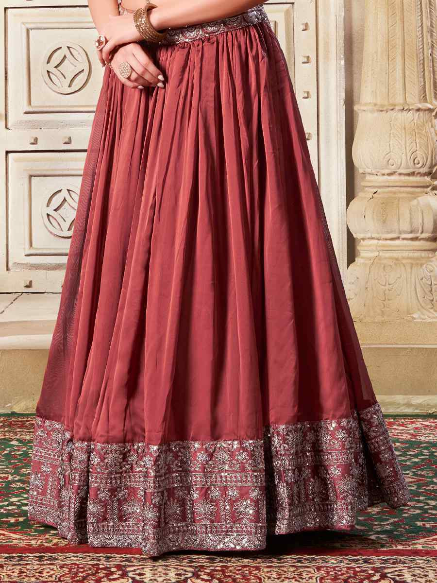 Maroon Premium Rangoli Silk Embroidered Reception Party Wear Heavy Border Lehenga Choli