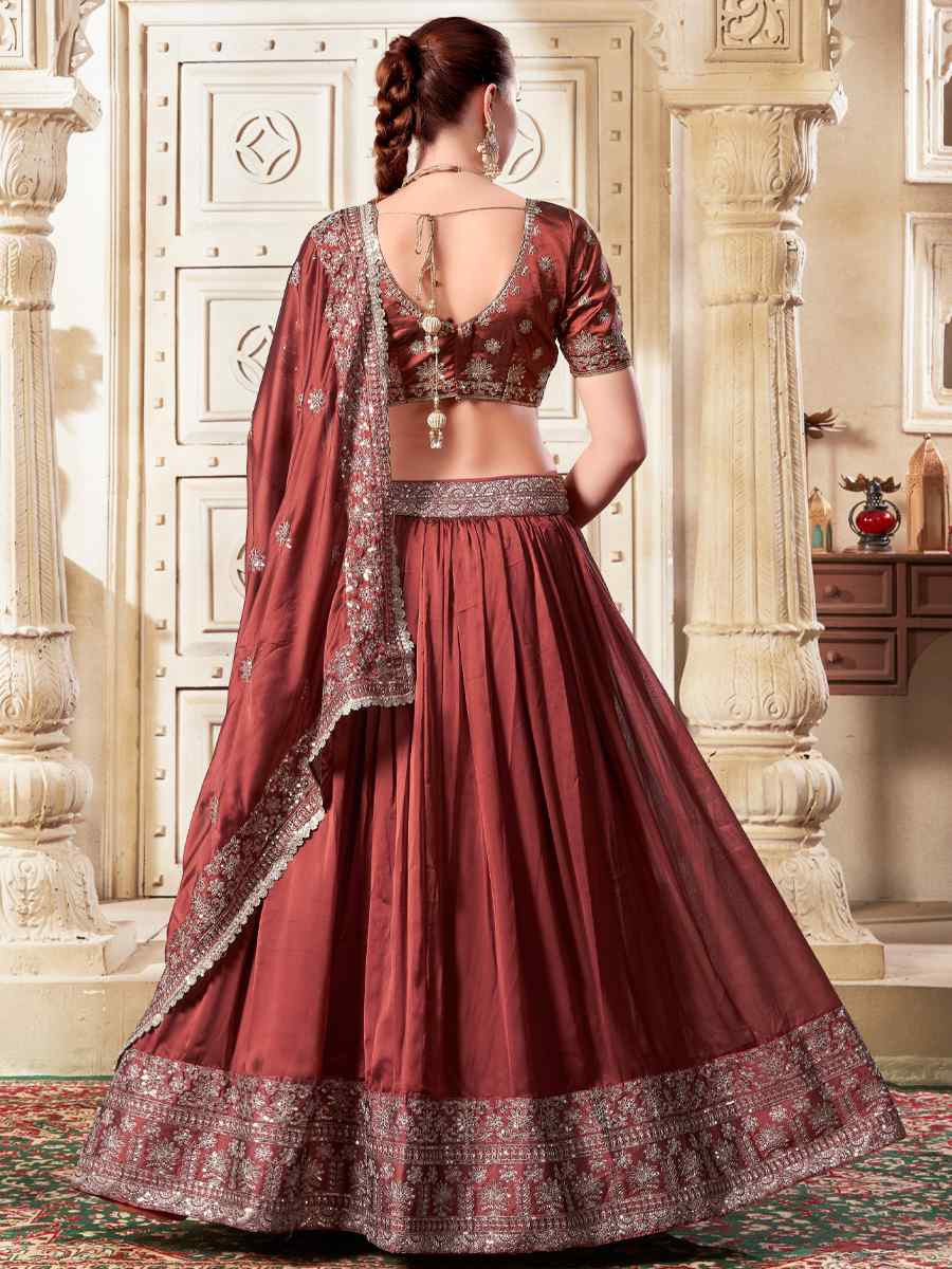 Maroon Premium Rangoli Silk Embroidered Reception Party Wear Heavy Border Lehenga Choli