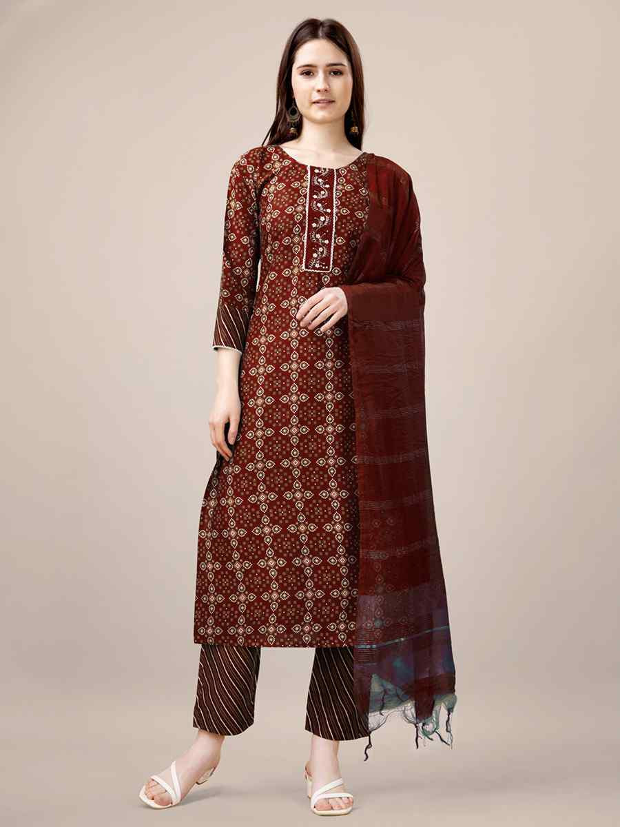 Maroon Rayon Embroidered Festival Wedding Ready Pant Salwar Kameez