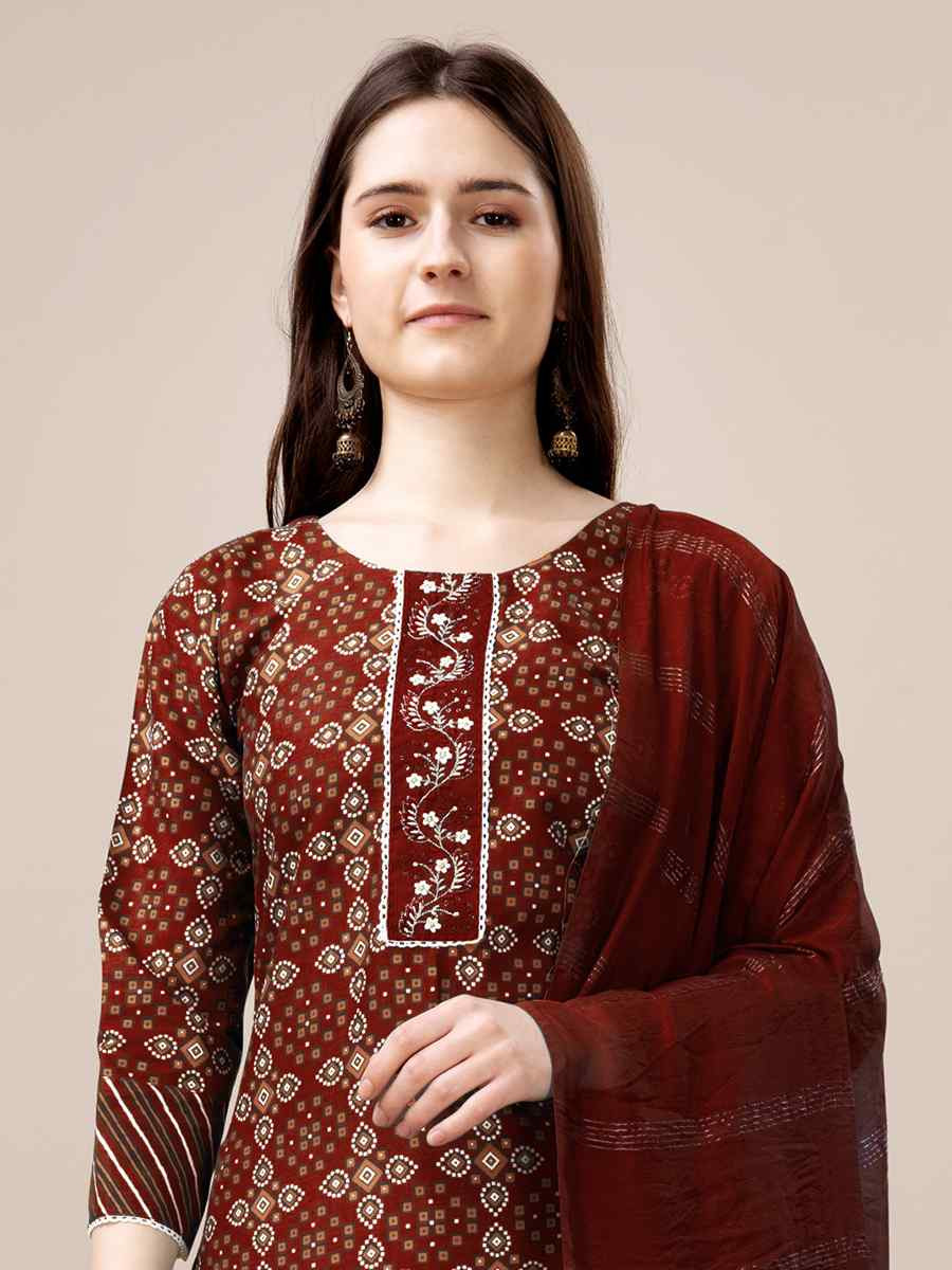 Maroon Rayon Embroidered Festival Wedding Ready Pant Salwar Kameez