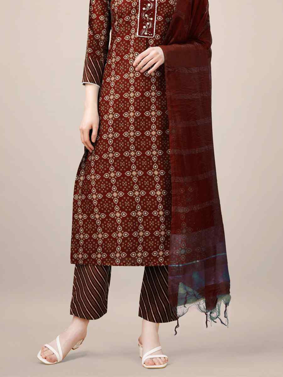 Maroon Rayon Embroidered Festival Wedding Ready Pant Salwar Kameez