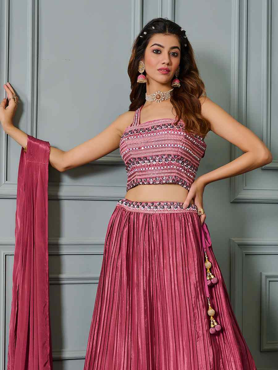 Maroon Silk Embroidery Festival Wedding Heavy Border Lehenga Choli