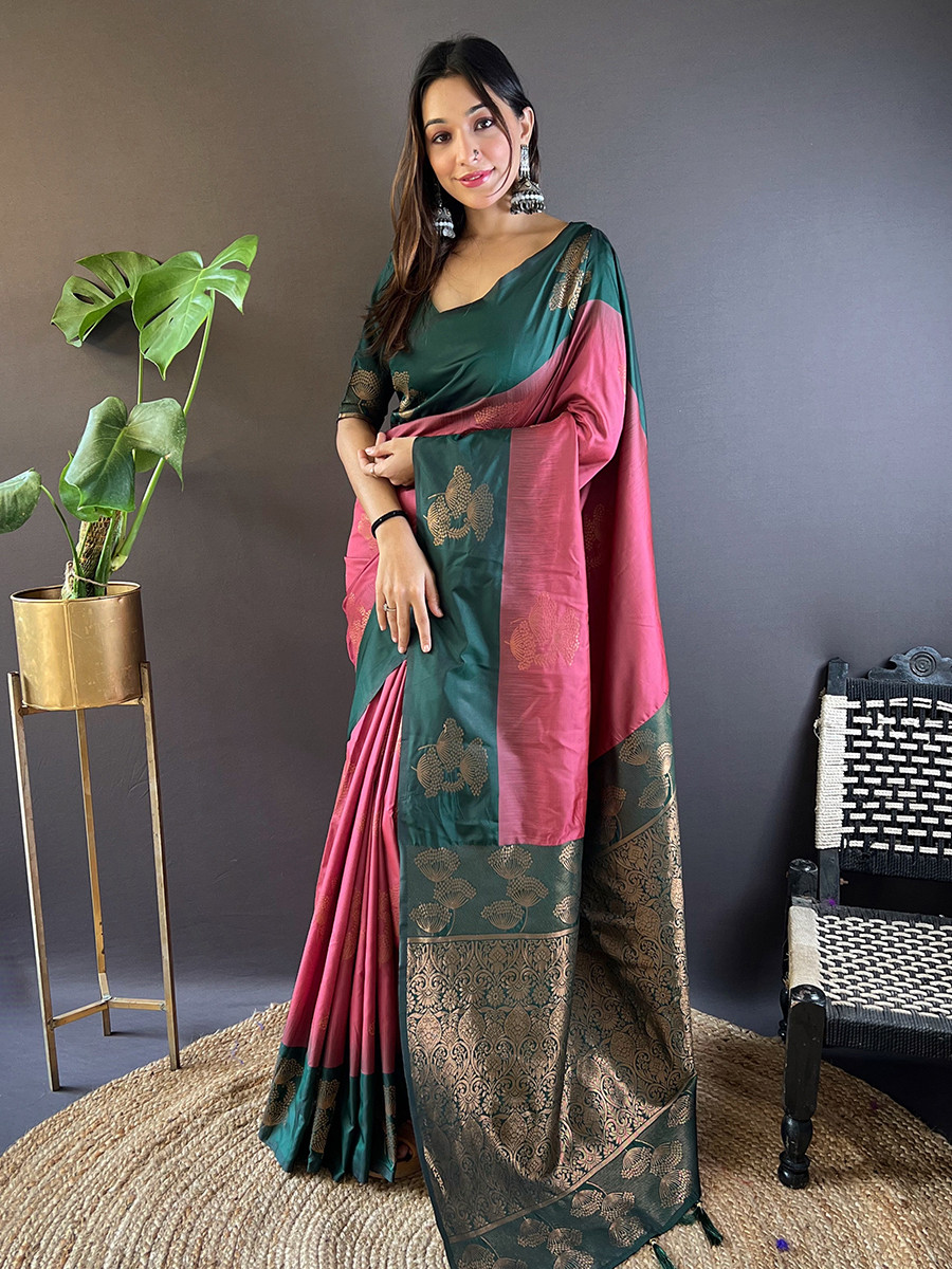 Maroon Soft Silk Handwoven Festival Wedding Heavy Border Saree