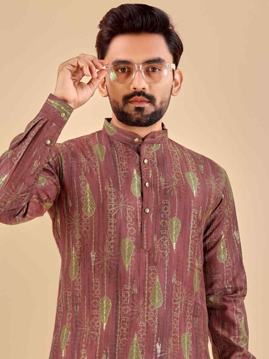 Mauve Premium Soft Cotton Printed Festival Casual Kurta