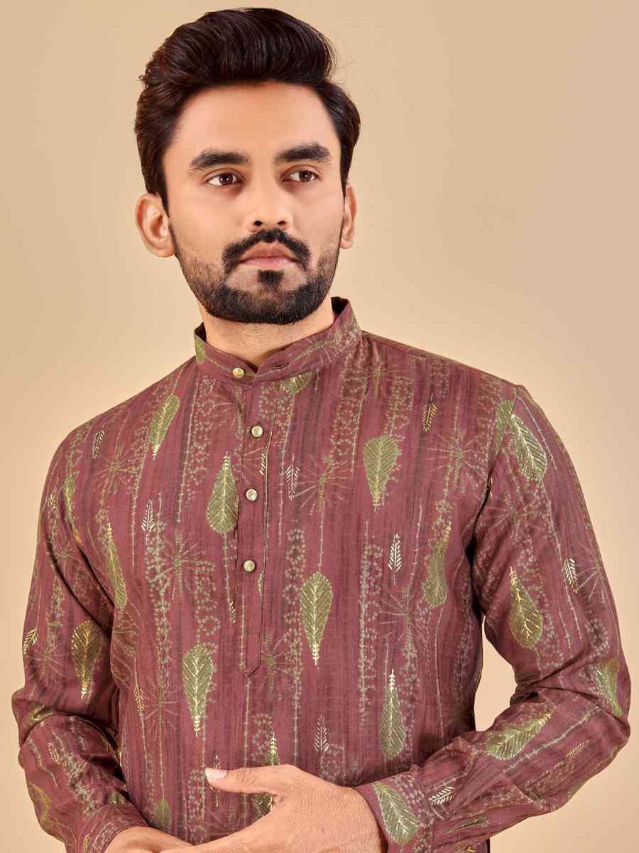 Mauve Premium Soft Cotton Printed Festival Casual Kurta