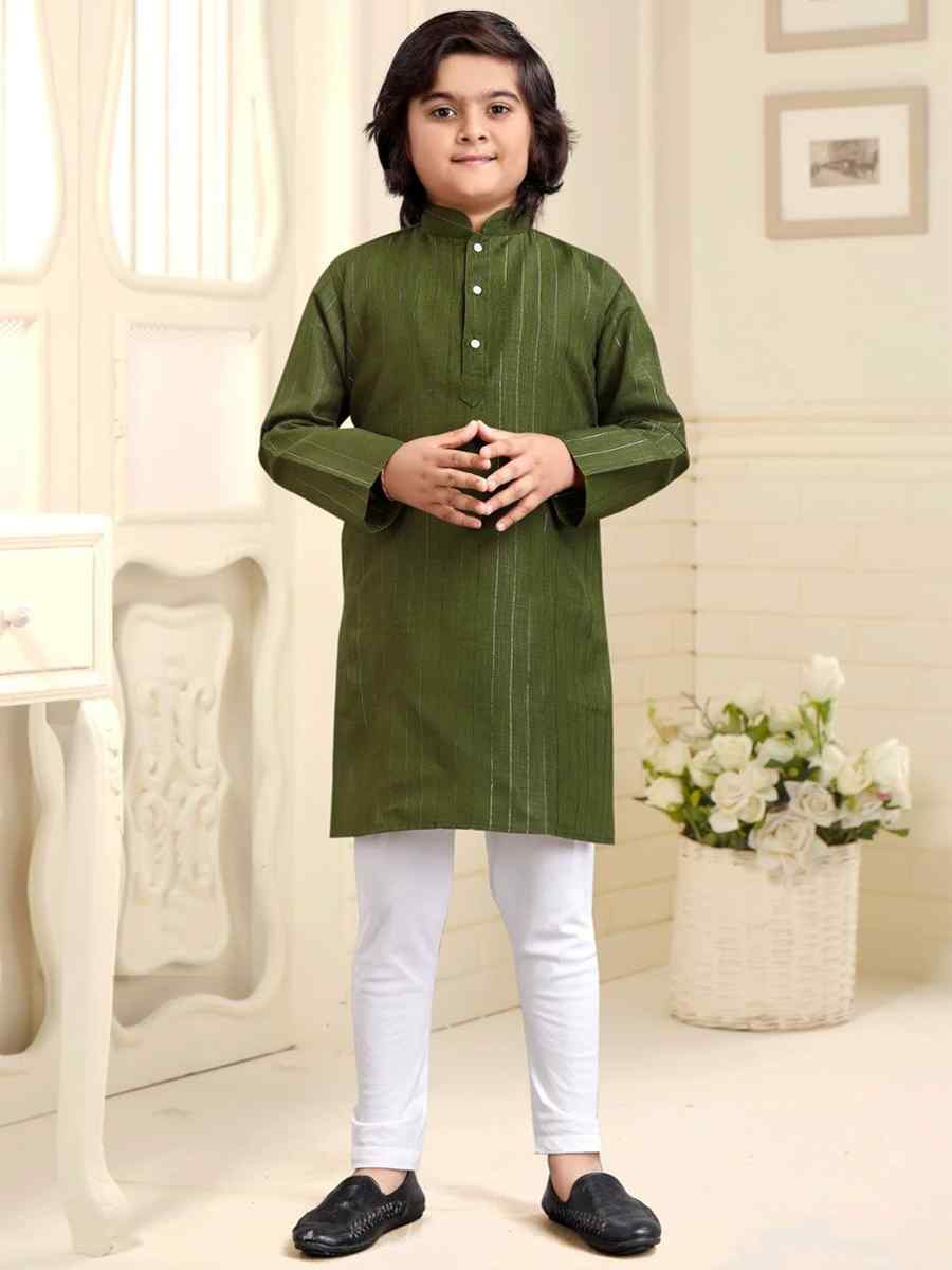 Mehendi Pure Cotton Slub Zardosi Festival Traditional Kurta Pyjama Boys Wear