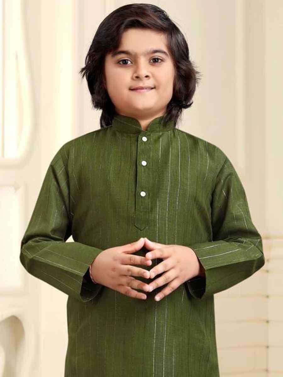 Mehendi Pure Cotton Slub Zardosi Festival Traditional Kurta Pyjama Boys Wear